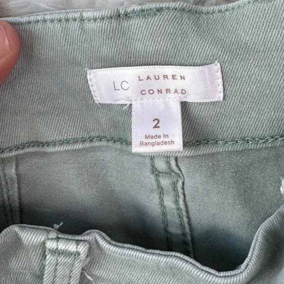 Lauren Conrad Wide Leg Pants Size 2 Sage Green High Rise Utility Boho Minimalist - Picture 3 of 9